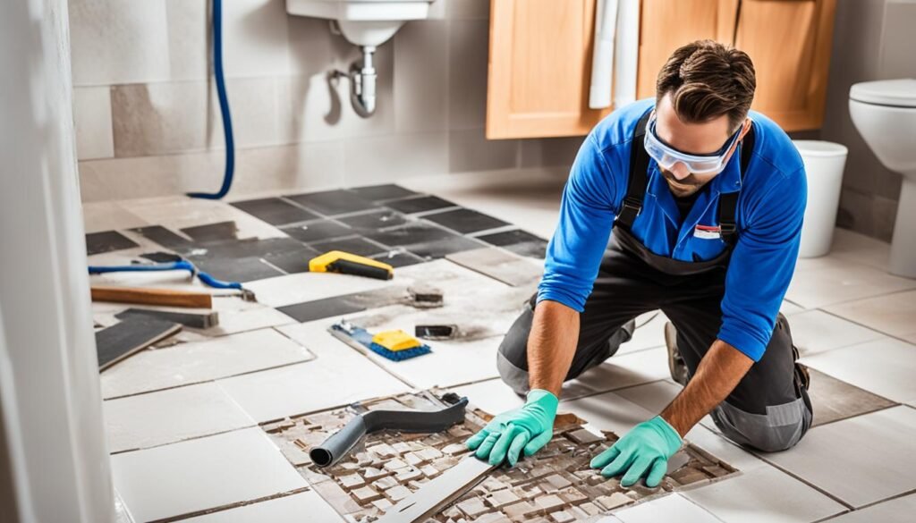 instalación de suelos para baño